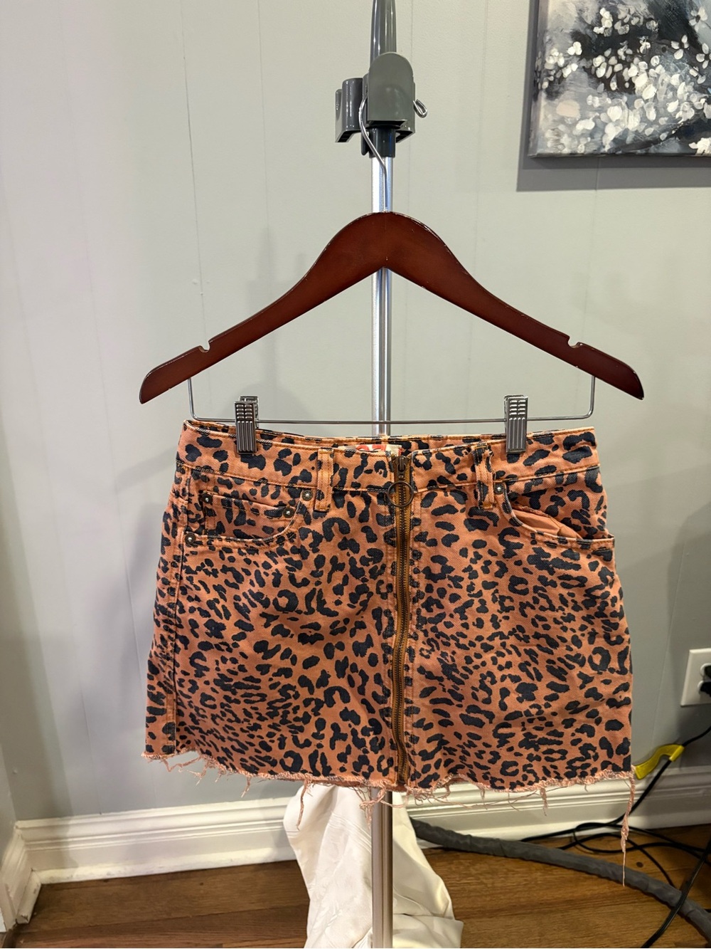 We The Free Leopard Print Mini Skirt in Rust and Black